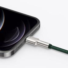 Кабель Baseus Cafule Metal Cable USB to Lightning 2.4A 1m Зелений