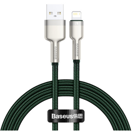 Кабель Baseus Cafule Metal Cable USB to Lightning 2.4A 1m Зелений
