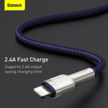 Кабель Baseus Cafule Metal Cable USB to Lightning 2.4A 1m Фіолетовий