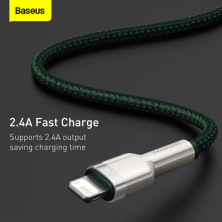 Кабель Baseus Cafule Metal Cable USB to Lightning 2.4A 2m Зеленый