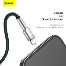 Кабель Baseus Cafule Metal Cable USB to Lightning 2.4A 2m Зеленый