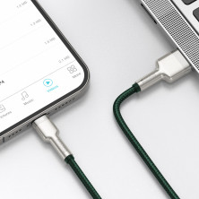 Кабель Baseus Cafule Metal Cable USB to Lightning 2.4A 2m Зеленый