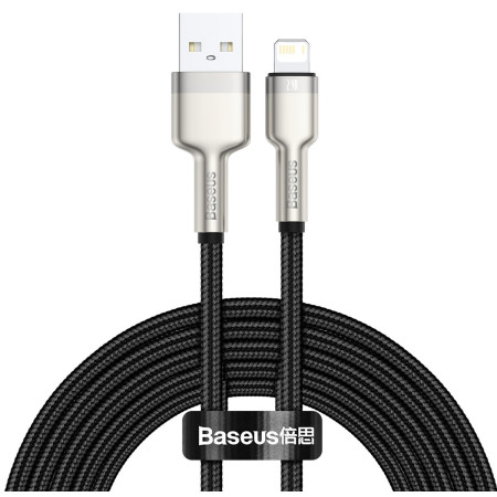 Кабель Baseus Cafule Metal Cable USB to Lightning 2.4A 2m Чорний