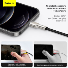 Кабель Baseus Cafule Metal Cable USB to Lightning 2.4A 0.25m Черный