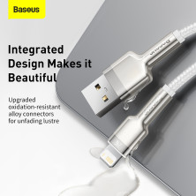Кабель Baseus Cafule Metal Cable USB to Lightning 2.4A 2m Білий