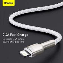 Кабель Baseus Cafule Metal Cable USB to Lightning 2.4A 2m Білий