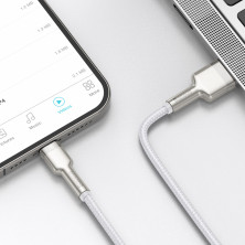 Кабель Baseus Cafule Metal Cable USB to Lightning 2.4A 2m Білий