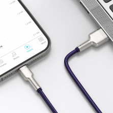 Кабель Baseus Cafule Metal Cable USB to Lightning 2.4A 2m Фіолетовий