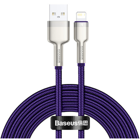 Кабель Baseus Cafule Metal Cable USB to Lightning 2.4A 2m Фіолетовий
