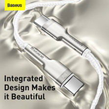 Кабель Baseus Cafule Metal Cable Type-C to Type-C 100W 20V 5A 1m Белый