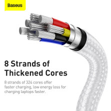 Кабель Baseus Cafule Metal Cable Type-C to Type-C 100W 20V 5A 1m Белый