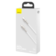 Кабель Baseus Cafule Metal Cable Type-C to Type-C 100W 20V 5A 1m Белый