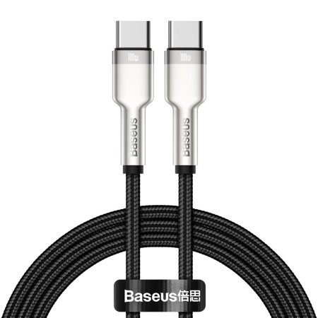 Кабель Baseus Cafule Metal Cable Type-C to Type-C 100W 20V 5A 1m Чорний