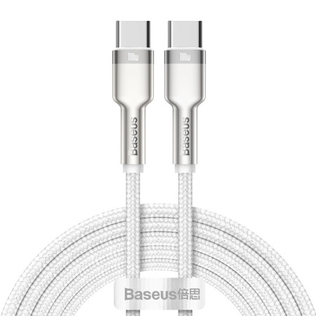 Кабель Baseus Cafule Metal Cable Type-C to Type-C 100W 20V 5A 2m Белый