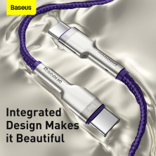Кабель Baseus Cafule Metal Cable Type-C to Type-C 100W 20V 5A 1m Фиолетовый