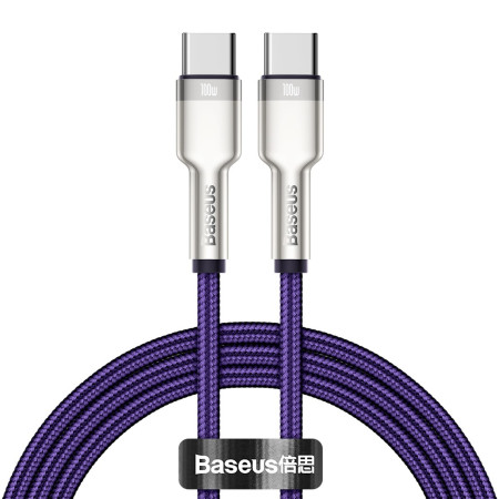 Кабель Baseus Cafule Metal Cable Type-C to Type-C 100W 20V 5A 1m Фиолетовый