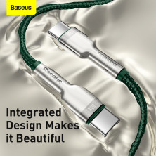 Кабель Baseus Cafule Metal Cable Type-C to Type-C 100W 20V 5A 1m Зеленый