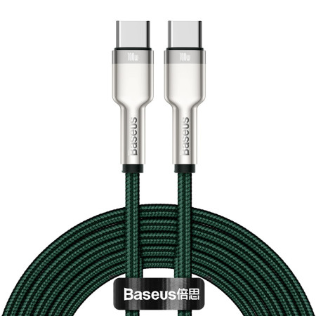 Кабель Baseus Cafule Metal Cable Type-C to Type-C 100W 20V 5A 2m Зелений