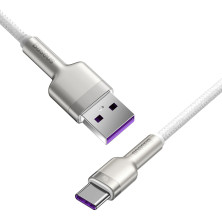 Кабель Baseus Cafule Metal Cable USB to Type-C 40W 5A 1m Белый