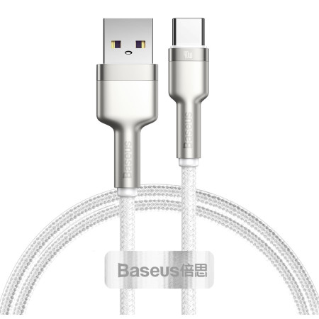 Кабель Baseus Cafule Metal Cable USB to Type-C 40W 5A 1m Белый