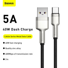 Кабель Baseus Cafule Metal Cable USB to Type-C 40W 5A 2m Чорний