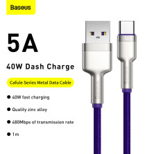 Кабель Baseus Cafule Metal Cable USB to Type-C 40W 5A 1m Фиолетовый