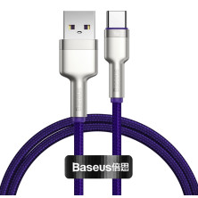 Кабель Baseus Cafule Metal Cable USB to Type-C 40W 5A 1m Фіолетовий