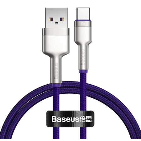 Кабель Baseus Cafule Metal Cable USB to Type-C 40W 5A 1m Фиолетовый