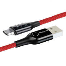 Кабель Baseus C-shaped Light Intelligent power-off Cable USB to Type-C QC3.0 3A 1m Червоний