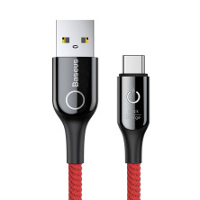 Кабель Baseus C-shaped Light Intelligent power-off Cable USB to Type-C QC3.0 3A 1m Червоний