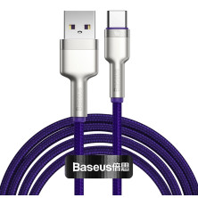 Кабель Baseus Cafule Metal Cable USB to Type-C 40W 5A 2m Фіолетовий