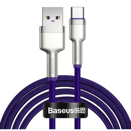 Кабель Baseus Cafule Metal Cable USB to Type-C 40W 5A 2m Фіолетовий