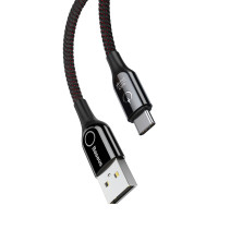 Кабель Baseus C-shaped Light Intelligent power-off Cable USB to Type-C QC3.0 3A 1m Черный