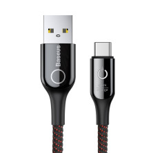 Кабель Baseus C-shaped Light Intelligent power-off Cable USB to Type-C QC3.0 3A 1m Чорний