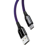 Кабель Baseus C-shaped Light Intelligent power-off Cable USB to Type-C QC3.0 3A 1m Фиолетовый