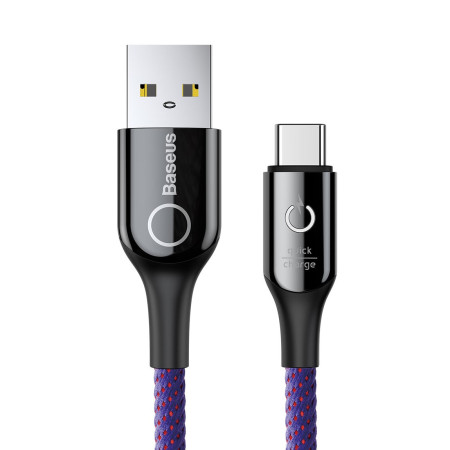 Кабель Baseus C-shaped Light Intelligent power-off Cable USB to Type-C QC3.0 3A 1m Фиолетовый