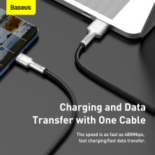 Кабель Baseus Cafule Metal Cable USB to Type-C 40W 5A 1m Чорний