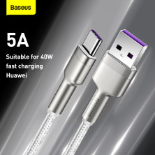Кабель Baseus Cafule Metal Cable USB to Type-C 40W 5A 2m Белый