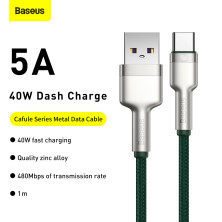 Кабель Baseus Cafule Metal Cable USB to Type-C 40W 5A 1m Зеленый