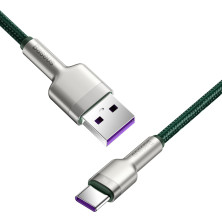 Кабель Baseus Cafule Metal Cable USB to Type-C 40W 5A 1m Зеленый