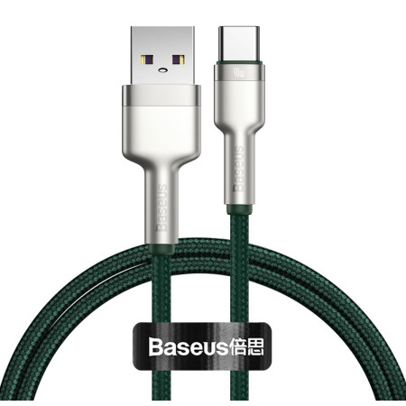 Кабель Baseus Cafule Metal Cable USB to Type-C 40W 5A 1m Зеленый