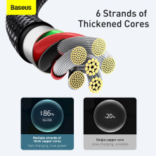 Кабель Baseus Tungsten Gold Fast Charging Data Cable USB to Type-C 66W 11V 6A 2m Чорний