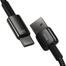 Кабель Baseus Tungsten Gold Fast Charging Data Cable USB to Type-C 66W 11V 6A 2m Чорний