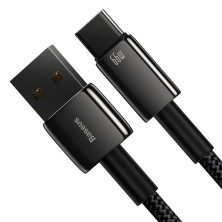 Кабель Baseus Tungsten Gold Fast Charging Data Cable USB to Type-C 66W 11V 6A 2m Чорний