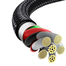 Кабель Baseus Tungsten Gold Fast Charging Data Cable USB to Type-C 66W 11V 6A 2m Чорний