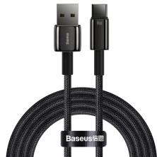 Кабель Baseus Tungsten Gold Fast Charging Data Cable USB to Type-C 66W 11V 6A 2m Чорний