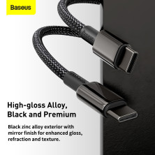 Кабель Baseus Tungsten Gold Fast Charging Data Cable Type-C to Type-C 100W 20V 5A 2m Черный