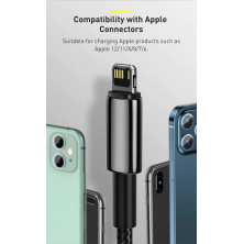 Кабель Baseus Tungsten Gold Fast Charging Data Cable USB to Lightning 2.4A 1m Чорний