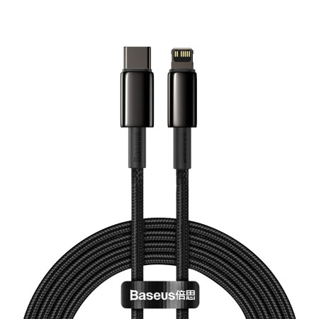 Кабель Baseus Tungsten Gold Fast Charging Data Cable Type-C to Lightning PD 20W 2.4А 2m Черный