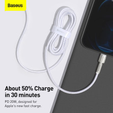 Кабель Baseus Cafule Metal Cable Type-C to Lightning PD 20W 2.4А 2m Білий